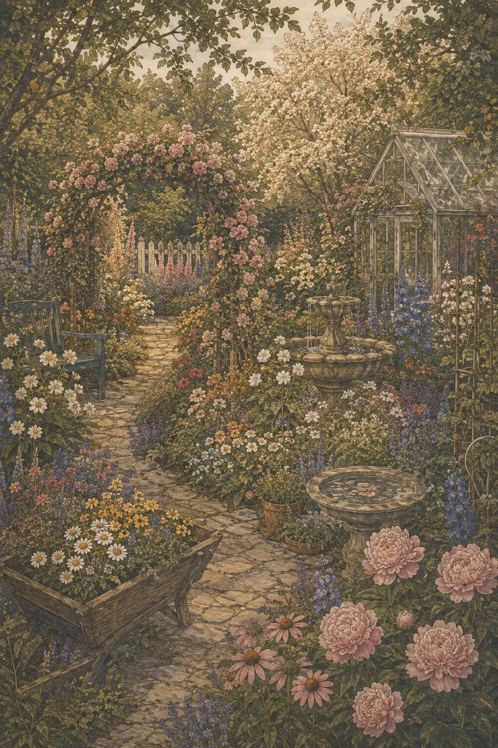 A garden in full bloom, every bed tended