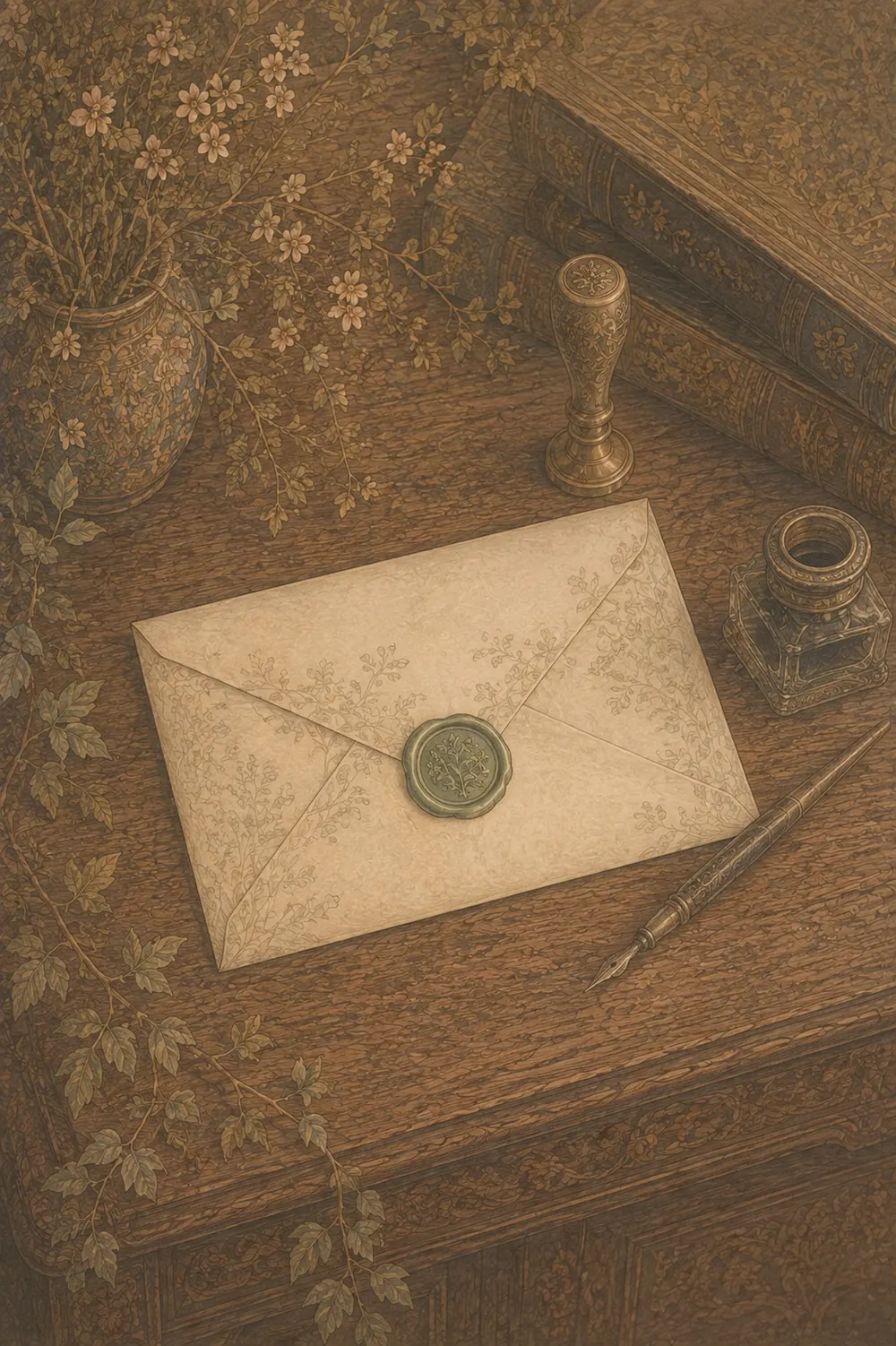 A thank-you letter, sealed and stamped